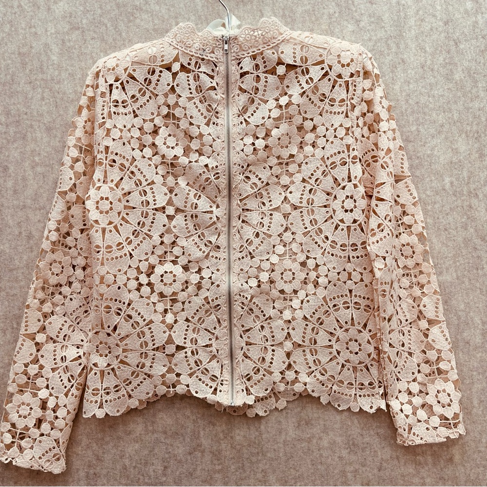 Women's Lace Long Sleeve Top in Nude/Pink L - Picture 1 of 8